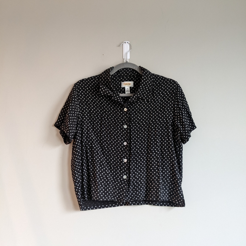Vintage Floral Cropped Button Up